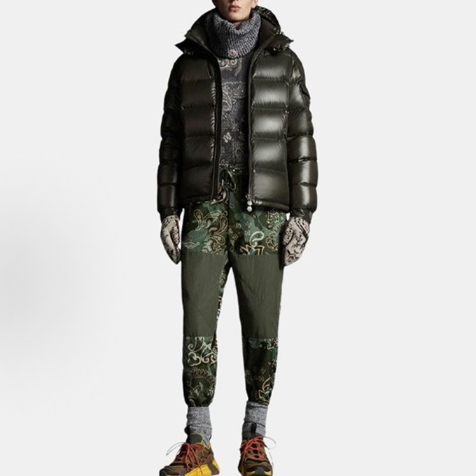 moncler maya hooded glossy down puffer jacket